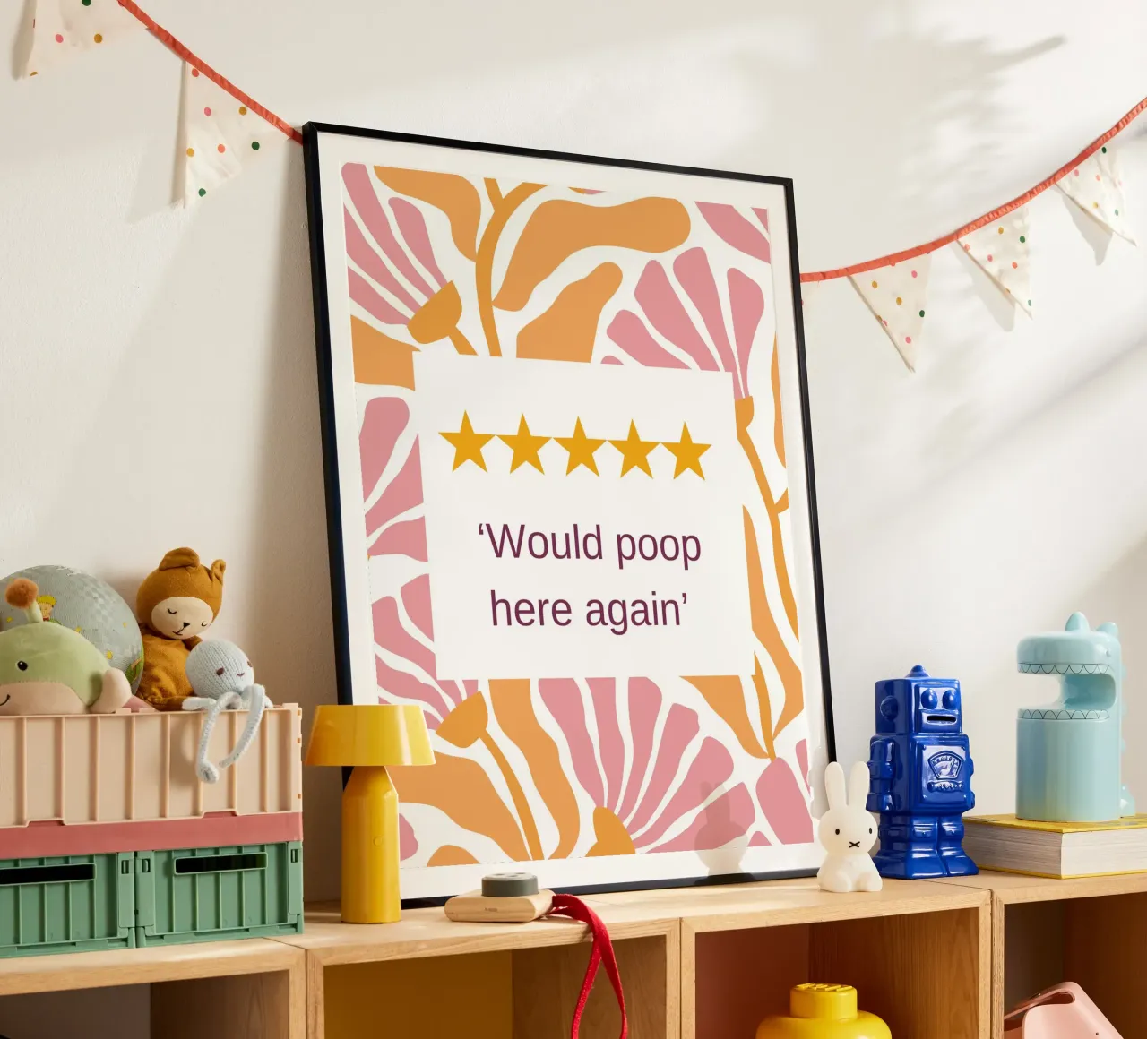Divertenti decorazioni per il bagno 03 poster con telaio in alluminio da Wordswordswords
