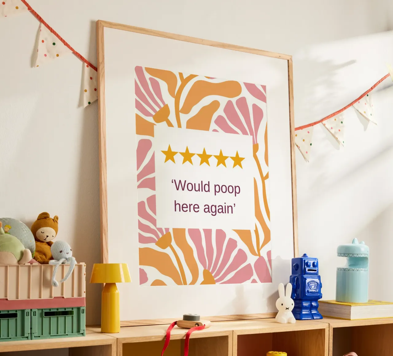 Divertenti decorazioni per il bagno 03 poster con telaio in alluminio da Wordswordswords