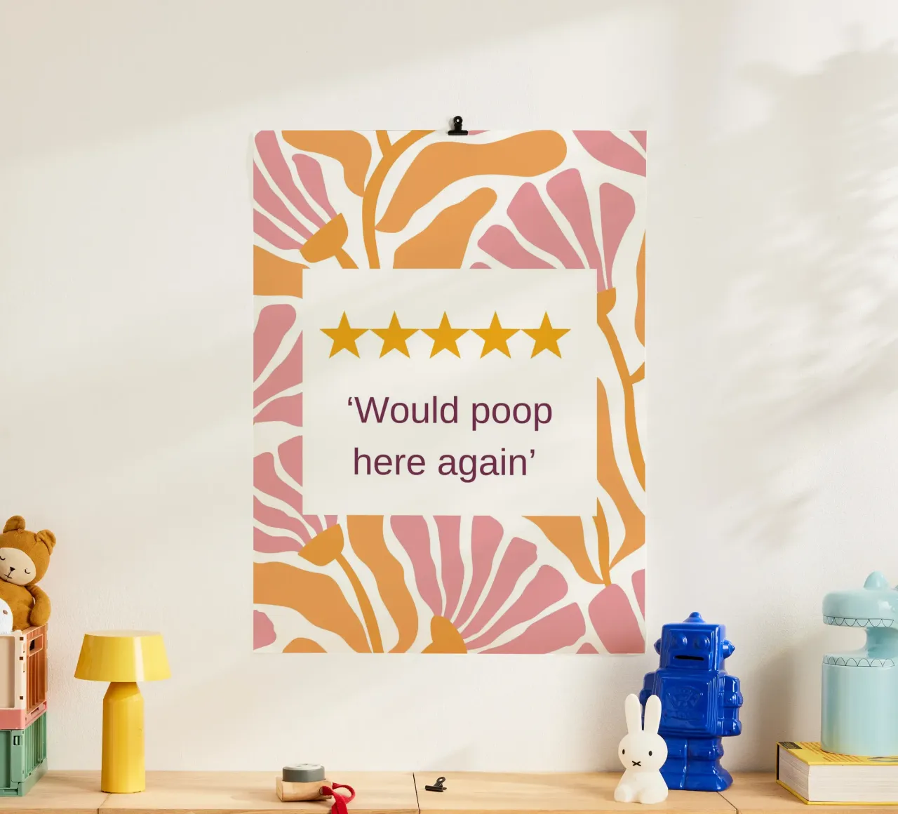 Divertenti decorazioni per il bagno 03 poster con telaio in alluminio da Wordswordswords