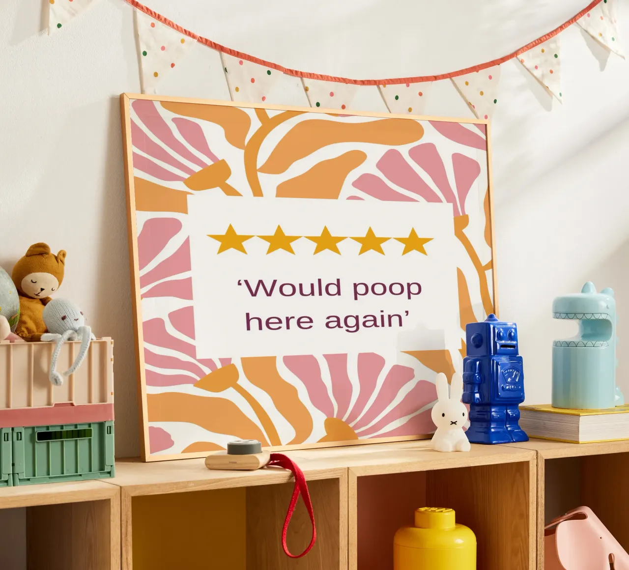 Divertenti decorazioni per il bagno 03 poster con telaio in alluminio da Wordswordswords