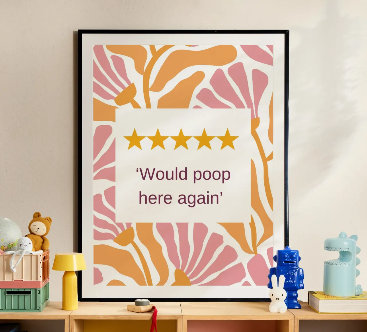 Divertenti decorazioni per il bagno 03 poster con telaio in alluminio da Wordswordswords