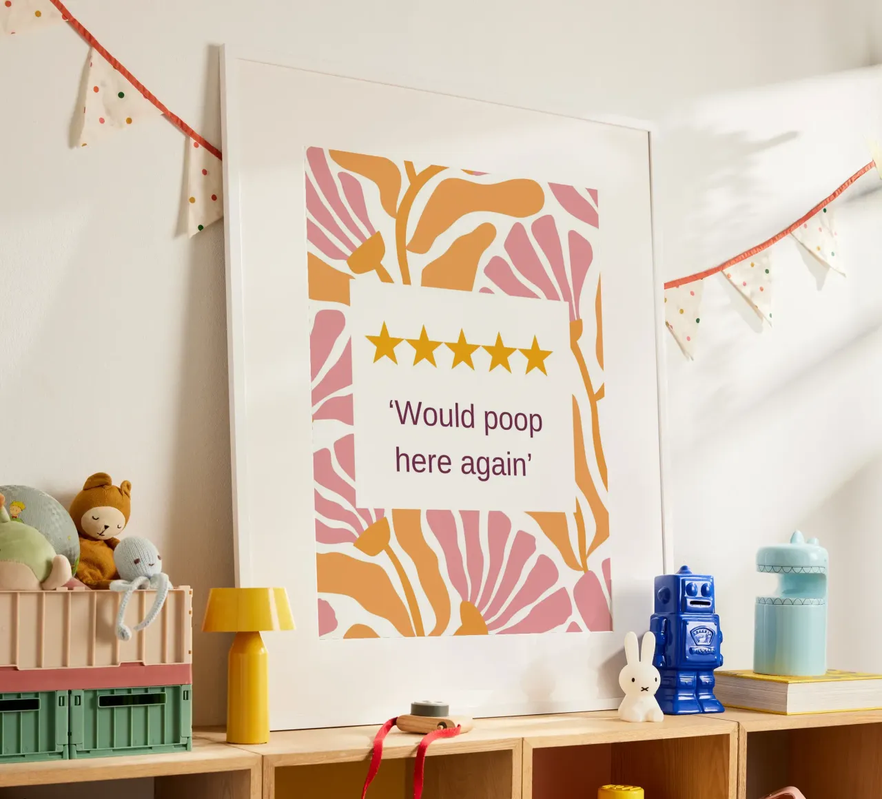 Divertenti decorazioni per il bagno 03 poster con telaio in alluminio da Wordswordswords