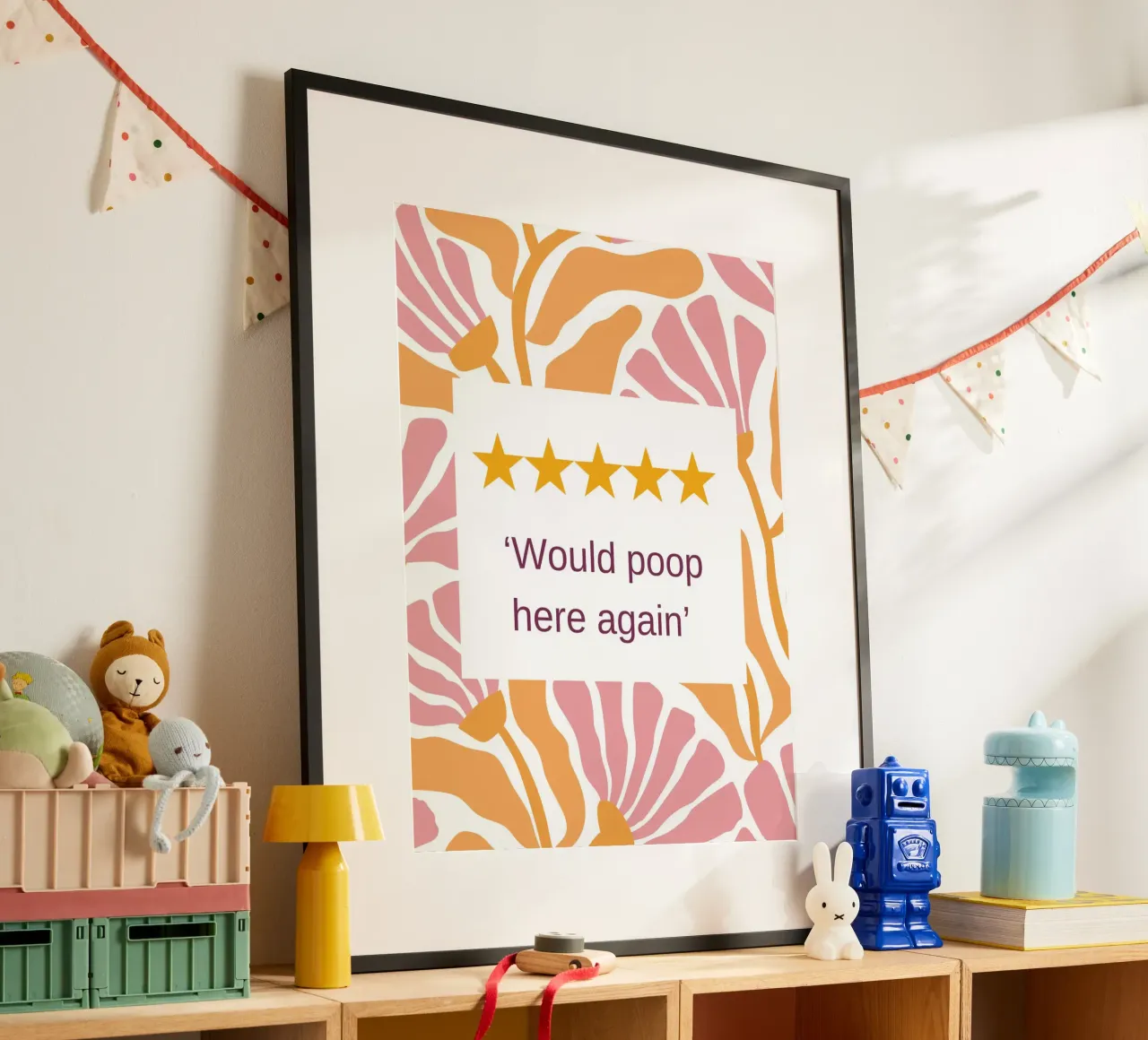 Divertenti decorazioni per il bagno 03 poster con telaio in alluminio da Wordswordswords