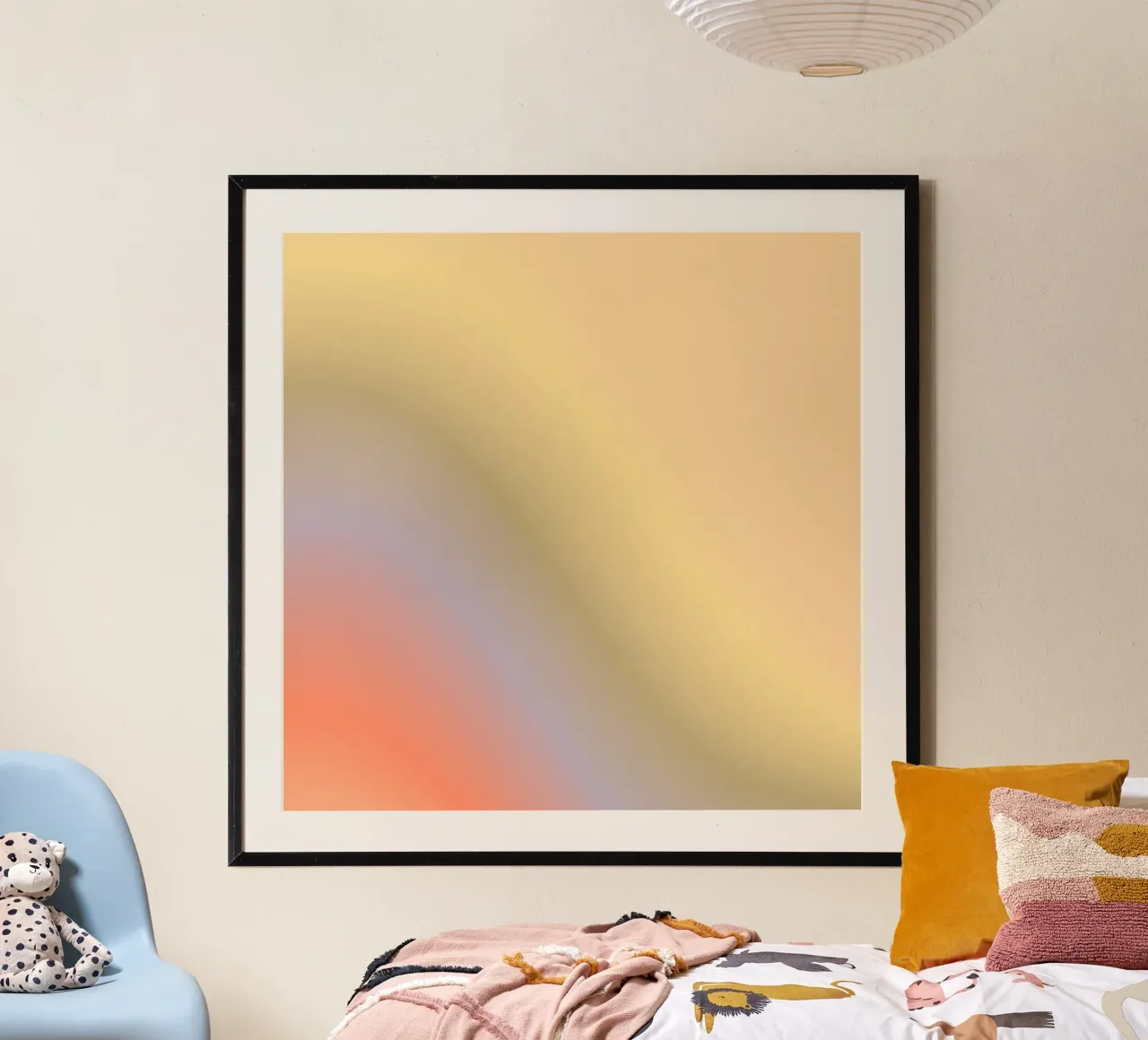 KEEP THE SUNSHINE IN YOUR HEART poster con telaio in legno da ÂME LIBRE STUDIO