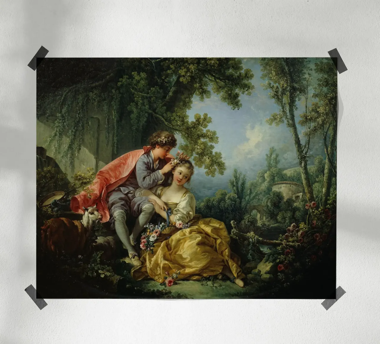 François Boucher - Le quattro stagioni, primavera poster con telaio in legno da Timeless Artworks