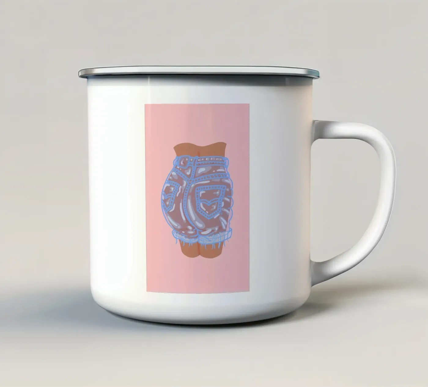 Bubble Butt enamel mug by Laura O'Connor