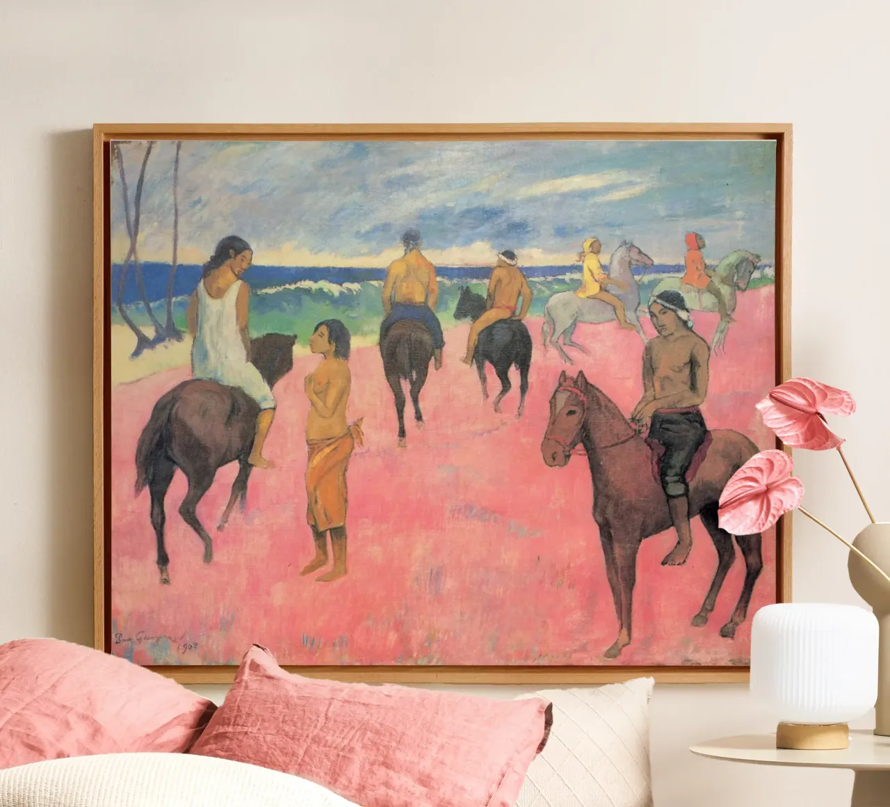 Paul Gauguin - Cavaliere sulla spiaggia (Hiva Hoa) tela con Cornice a cassetta da Timeless Artworks