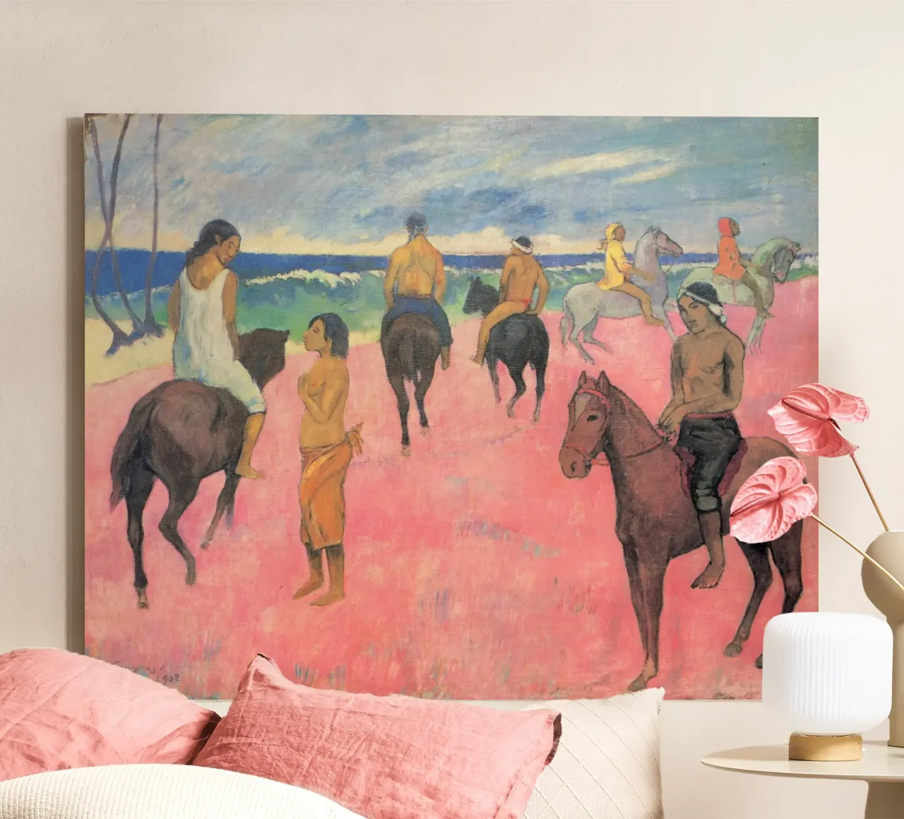 Paul Gauguin - Cavaliere sulla spiaggia (Hiva Hoa) tela con Cornice a cassetta da Timeless Artworks