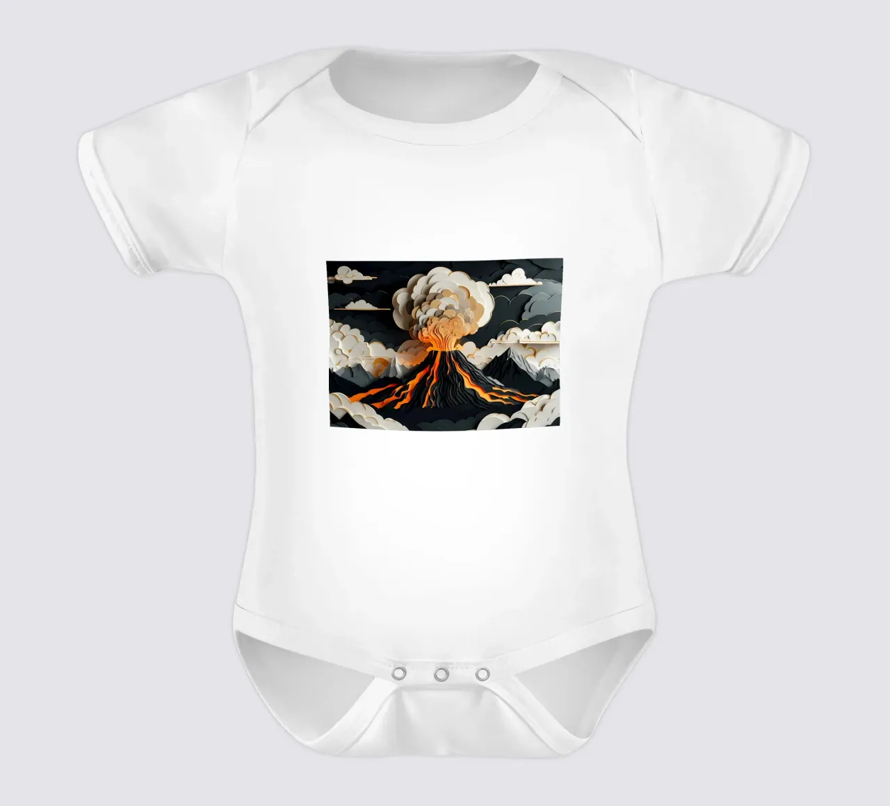 Vulkanische Wut: Ein Ausbruch mit Scherenschnitt Kurzarm Babybody von Artistic-shop