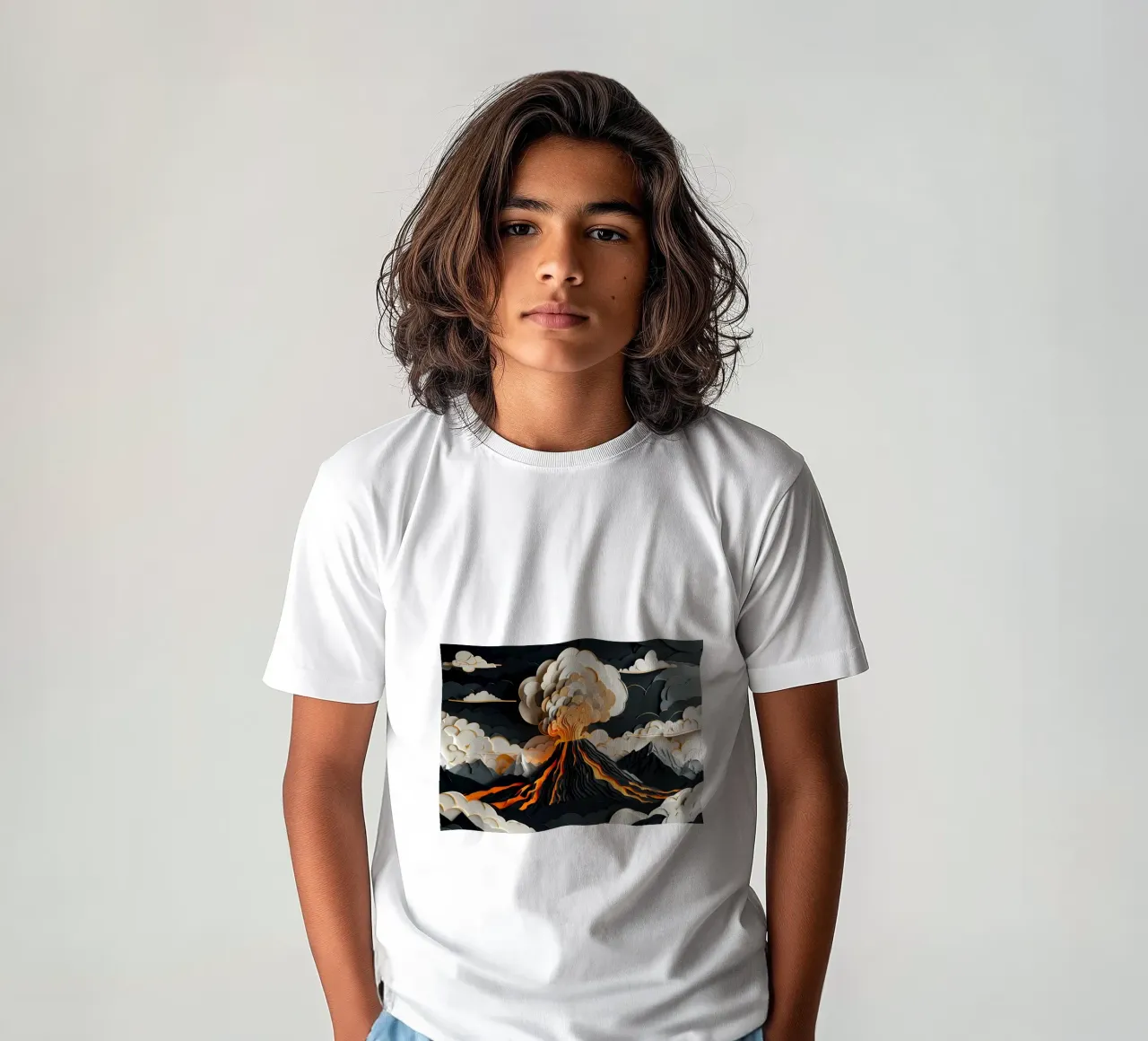 Fureur volcanique : une éruption en papier découpé t-shirt enfant de Artistic-shop