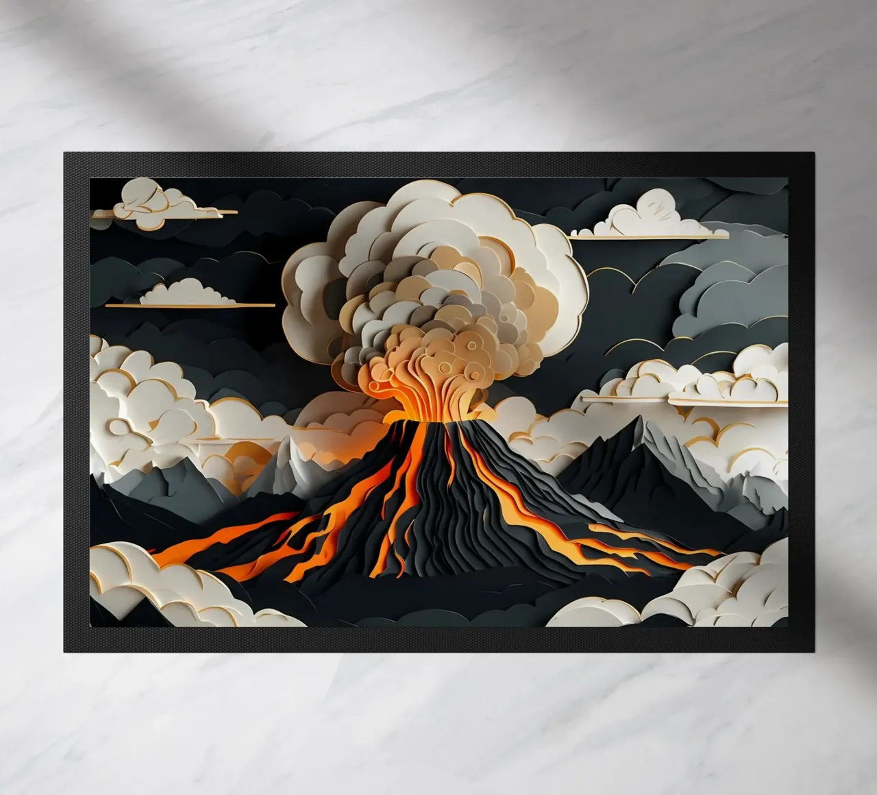 Furia vulcanica: un'eruzione con taglio di carta zerbino da Artistic-shop