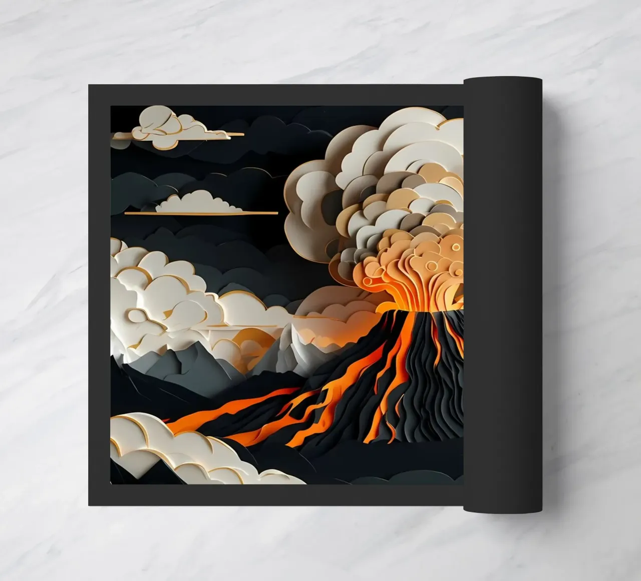 Furia vulcanica: un'eruzione con taglio di carta zerbino da Artistic-shop