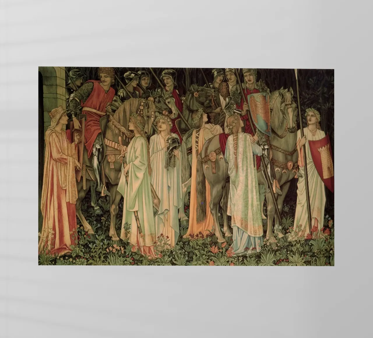 Arazzo del Santo Graal - L'armamento e la partenza dei cavalieri pellicola backlit da Timeless Artworks