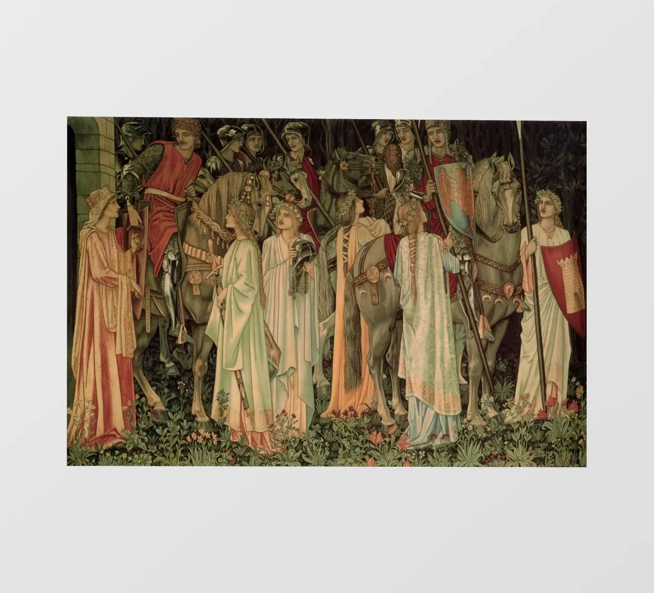 Arazzo del Santo Graal - L'armamento e la partenza dei cavalieri pellicola backlit da Timeless Artworks
