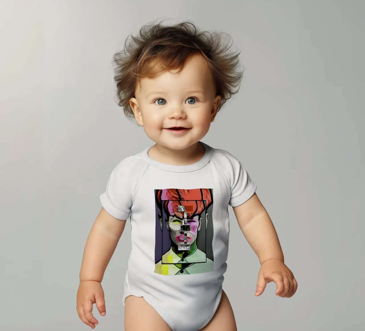 Never Say Never short-sleeve baby romper by Marcell Naubert