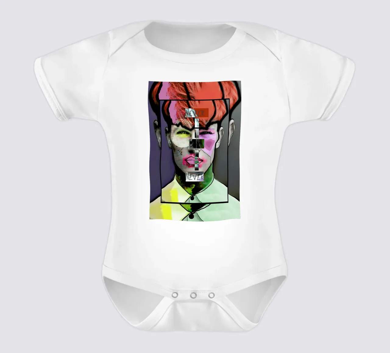 Never Say Never short-sleeve baby romper by Marcell Naubert