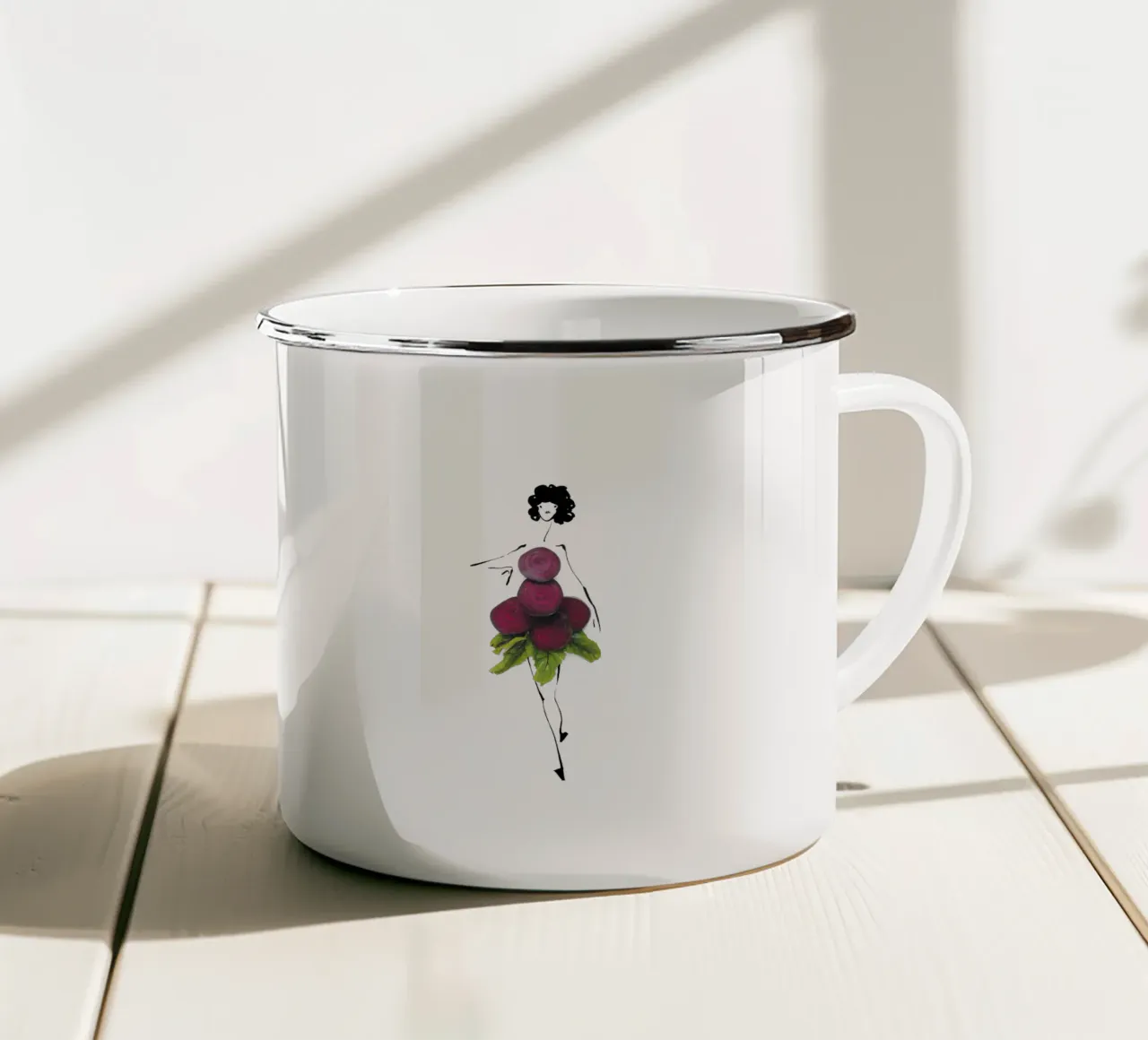 Feel the Beet tazza in smalto da Gretchen Roehrs