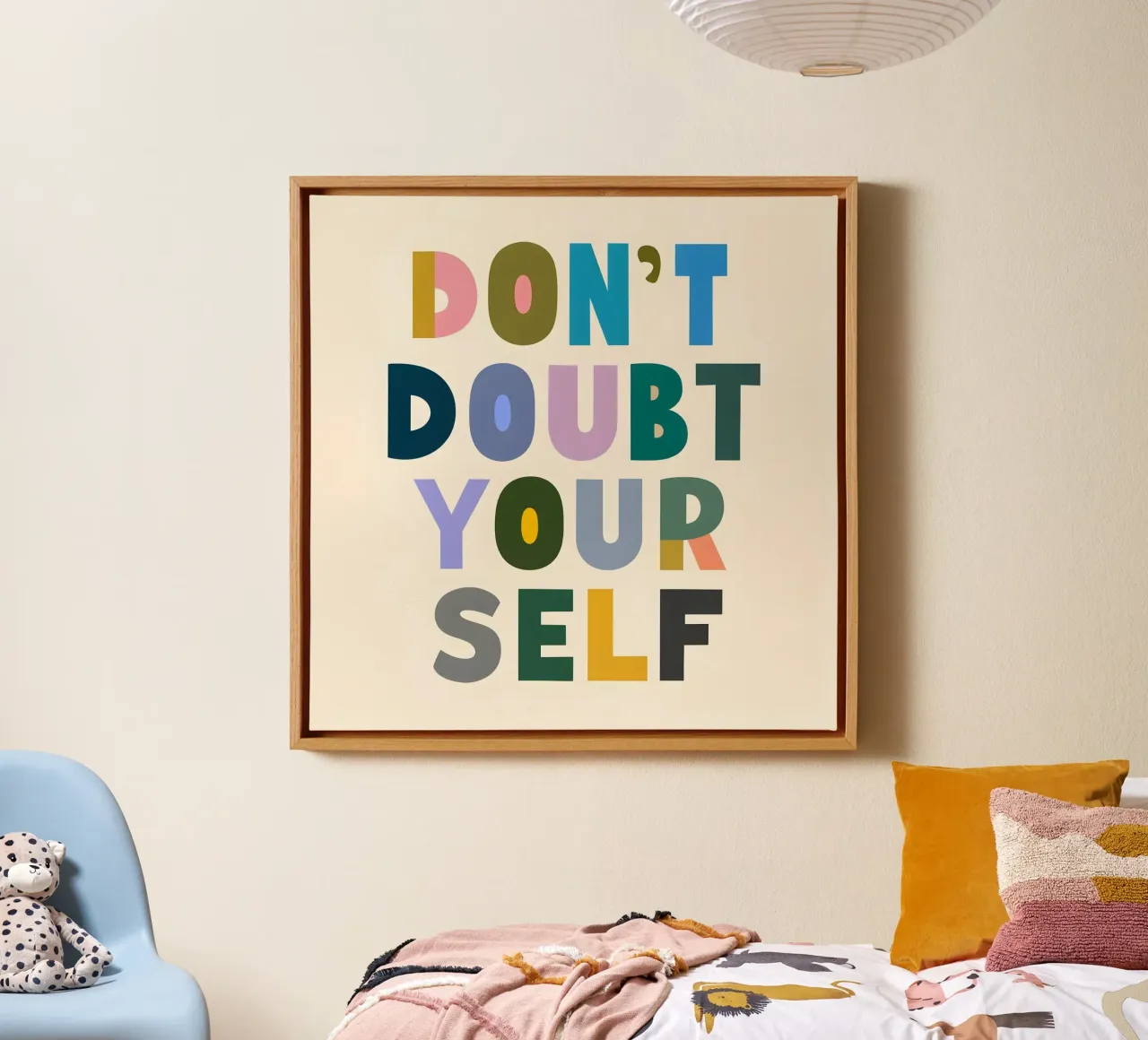 Don't Doubt Yourself - Colorful Typography canvas by inspirational quote