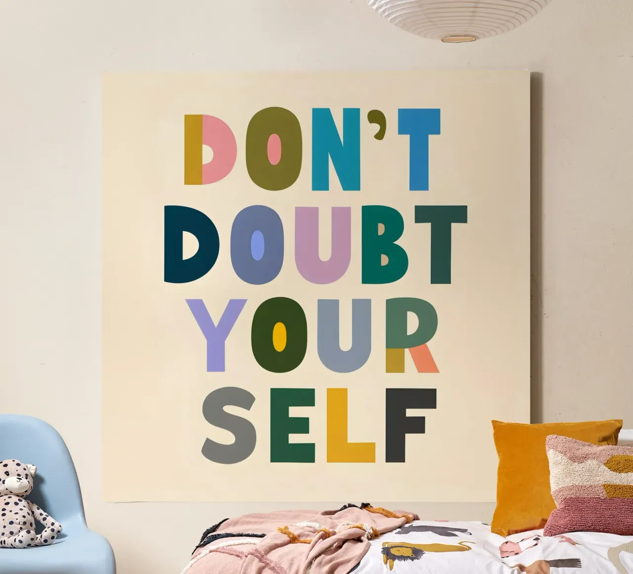 Don't Doubt Yourself - Colorful Typography canvas by inspirational quote
