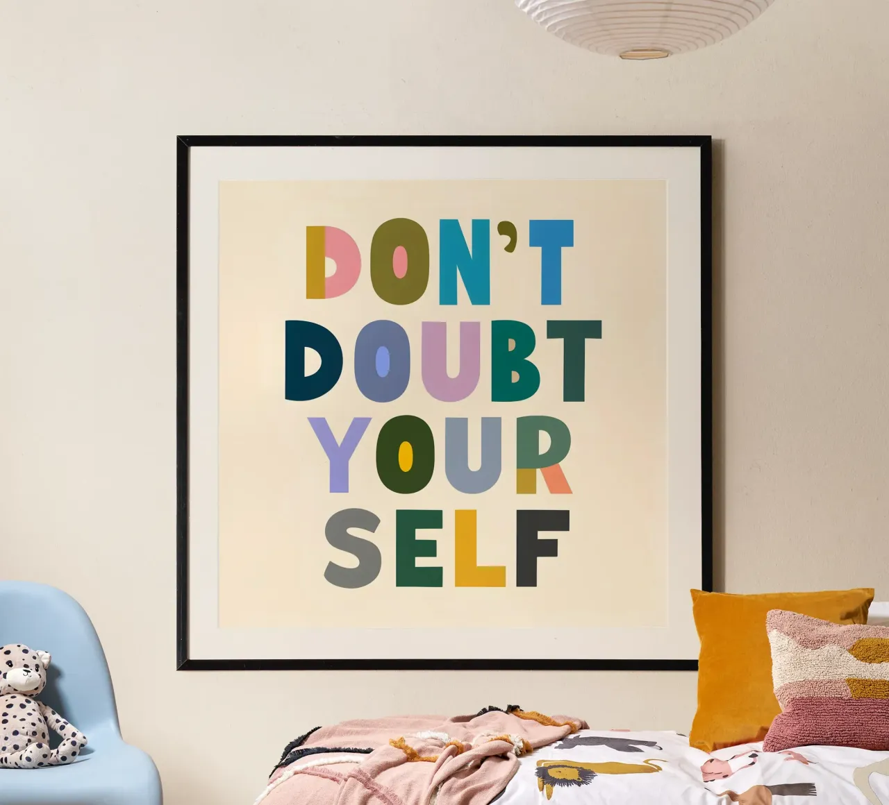 Non dubitare di te stesso - Tipografia colorata poster da inspirational quote