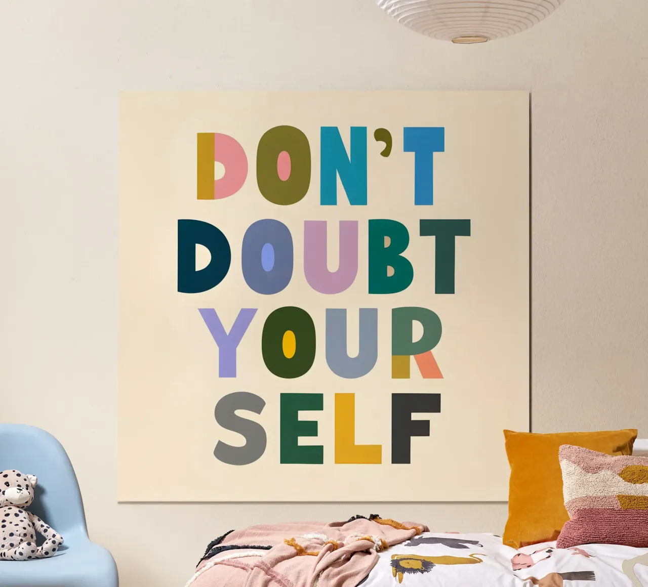 Non dubitare di te stesso - Tipografia colorata poster da inspirational quote