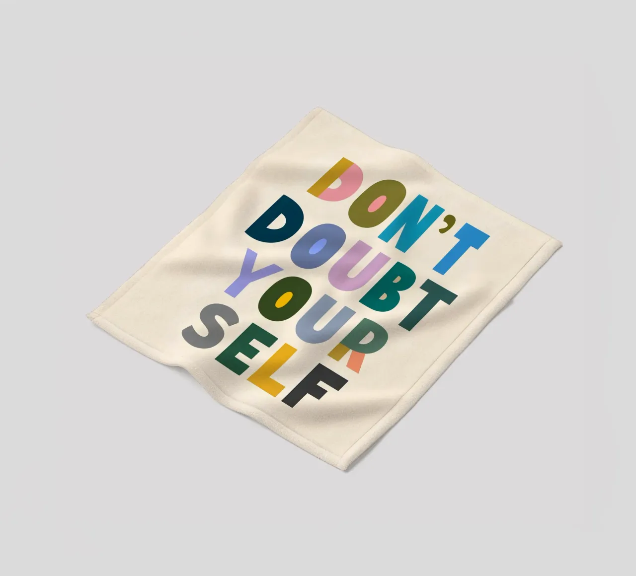 Don't Doubt Yourself - Colorful Typography fleece blanket by inspirational quote