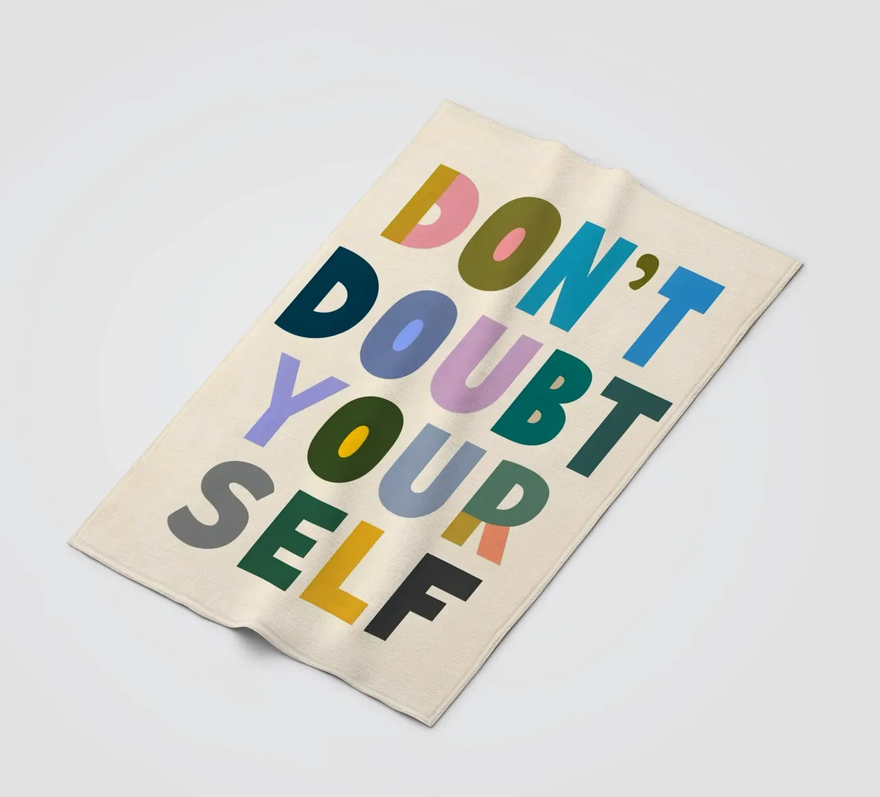 Don't Doubt Yourself - Colorful Typography fleece blanket by inspirational quote
