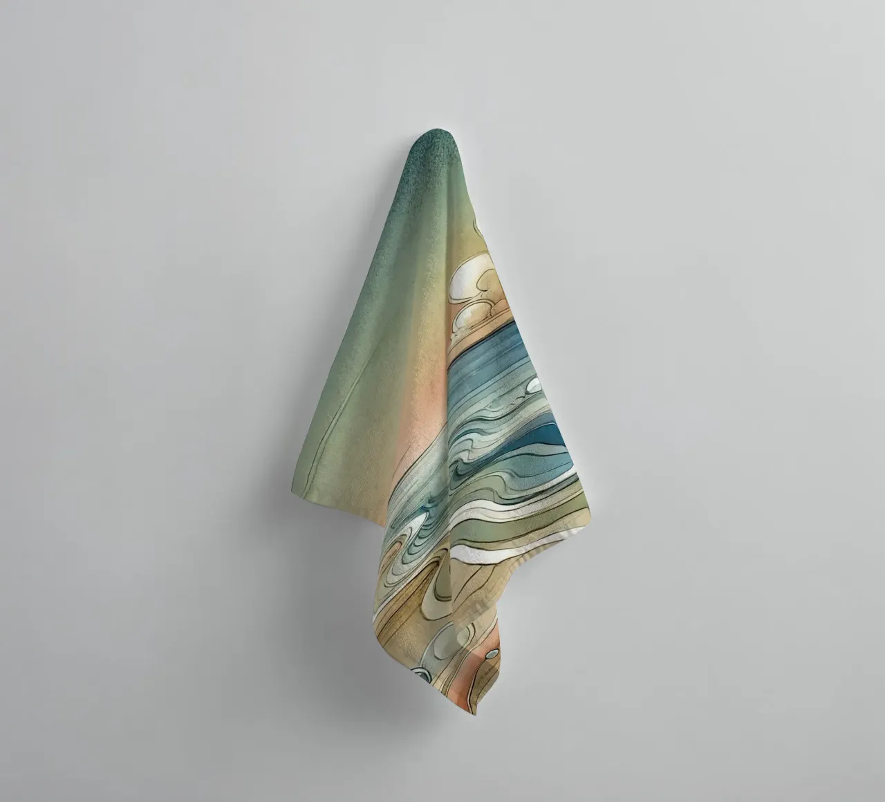 Abstracte kustschemering in art deco badhanddoek van Chromatic Fusion Studio