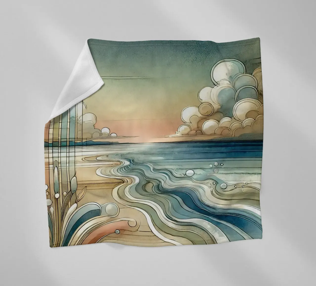 Abstracte kustschemering in art deco fleecedeken van Chromatic Fusion Studio
