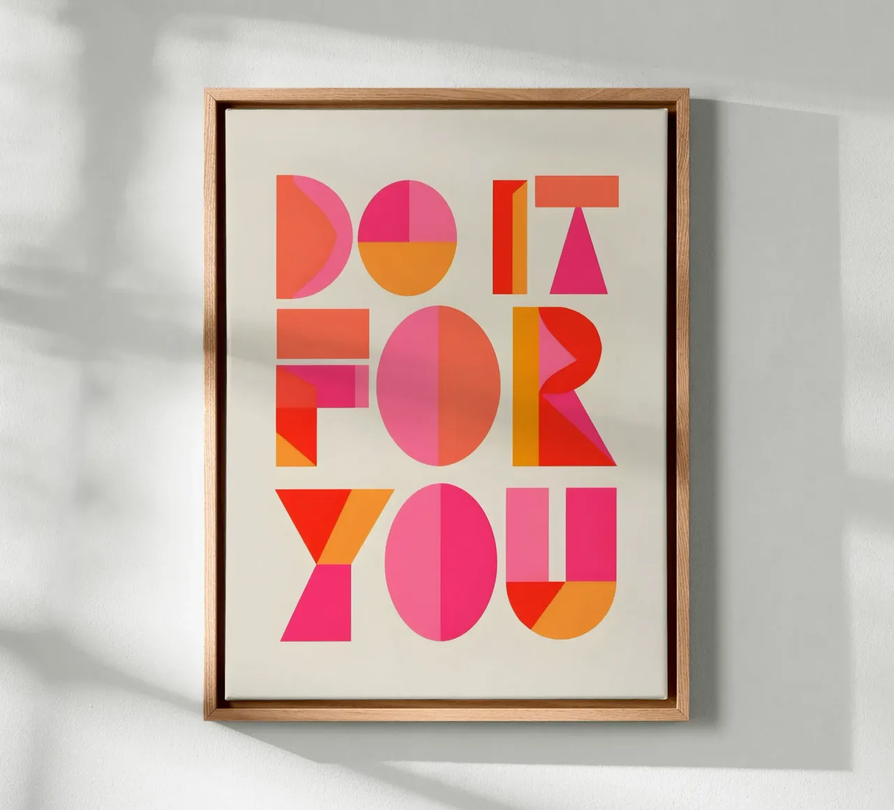 Geometric Self-Motivation canvas with Floater frame by inspirational quote
