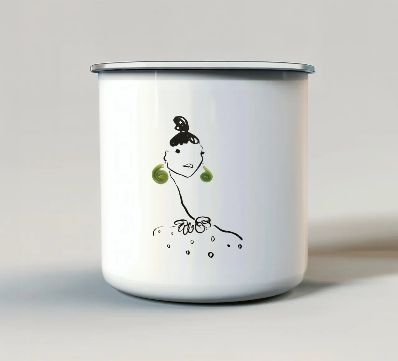 Fiddlehead tazza in smalto da Gretchen Roehrs