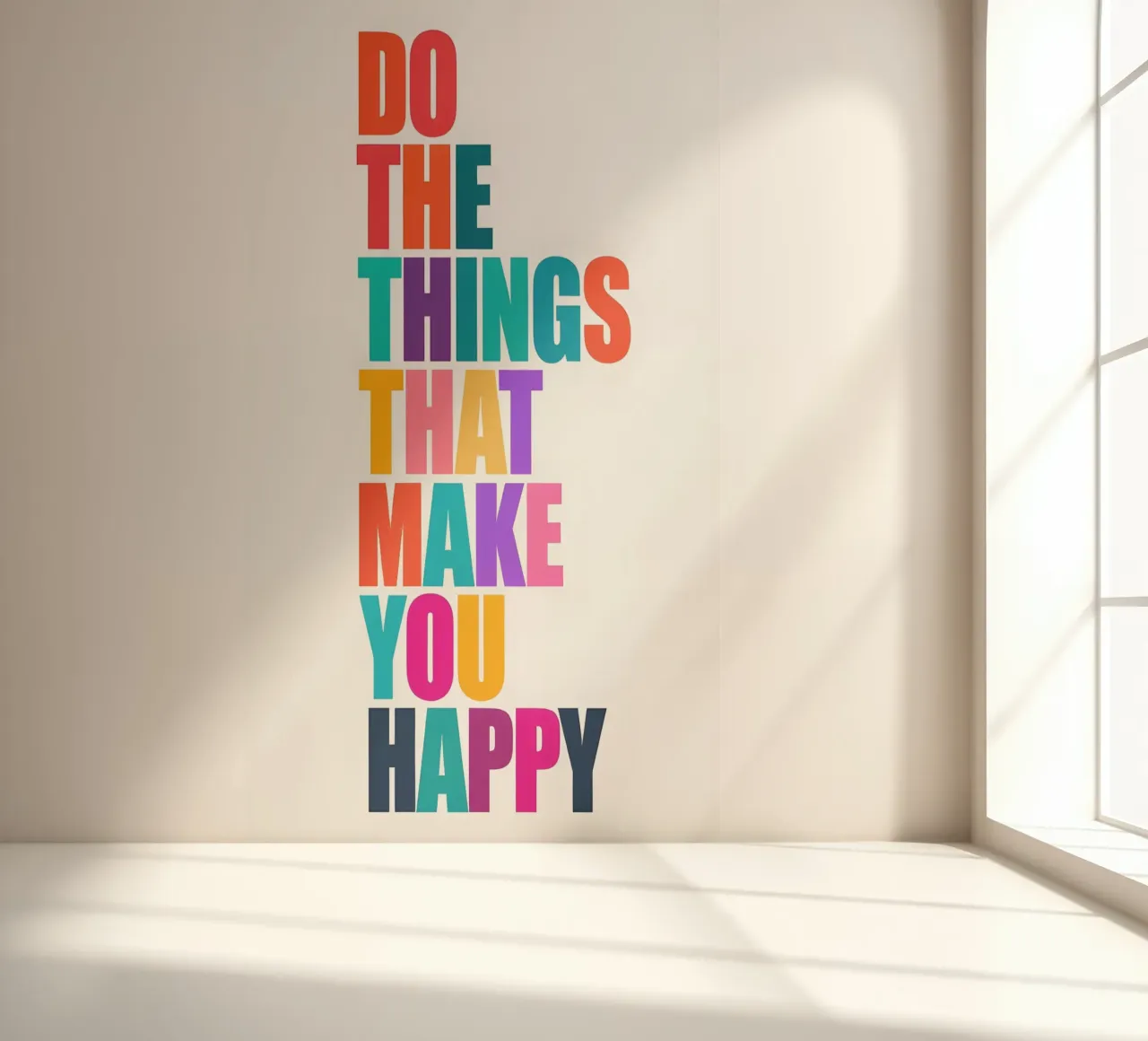 Doe wat je gelukkig maakt - Kleurrijke typografie fotobehang van inspirational quote