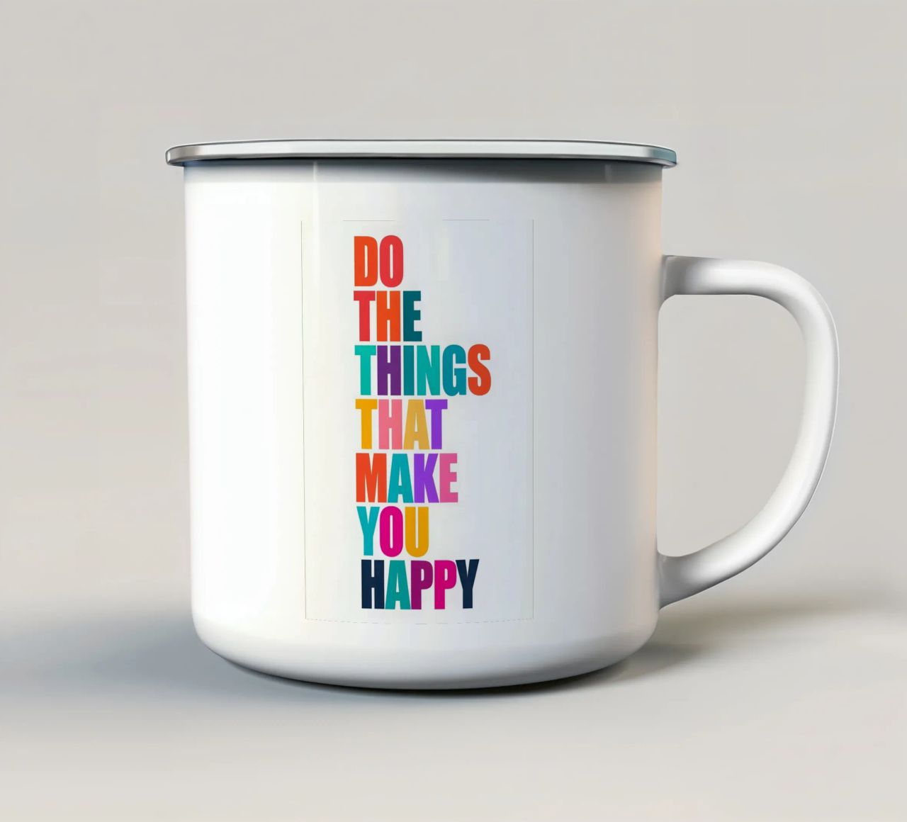 Fai ciò che ti rende felice - Tipografia colorata tazza in smalto da inspirational quote