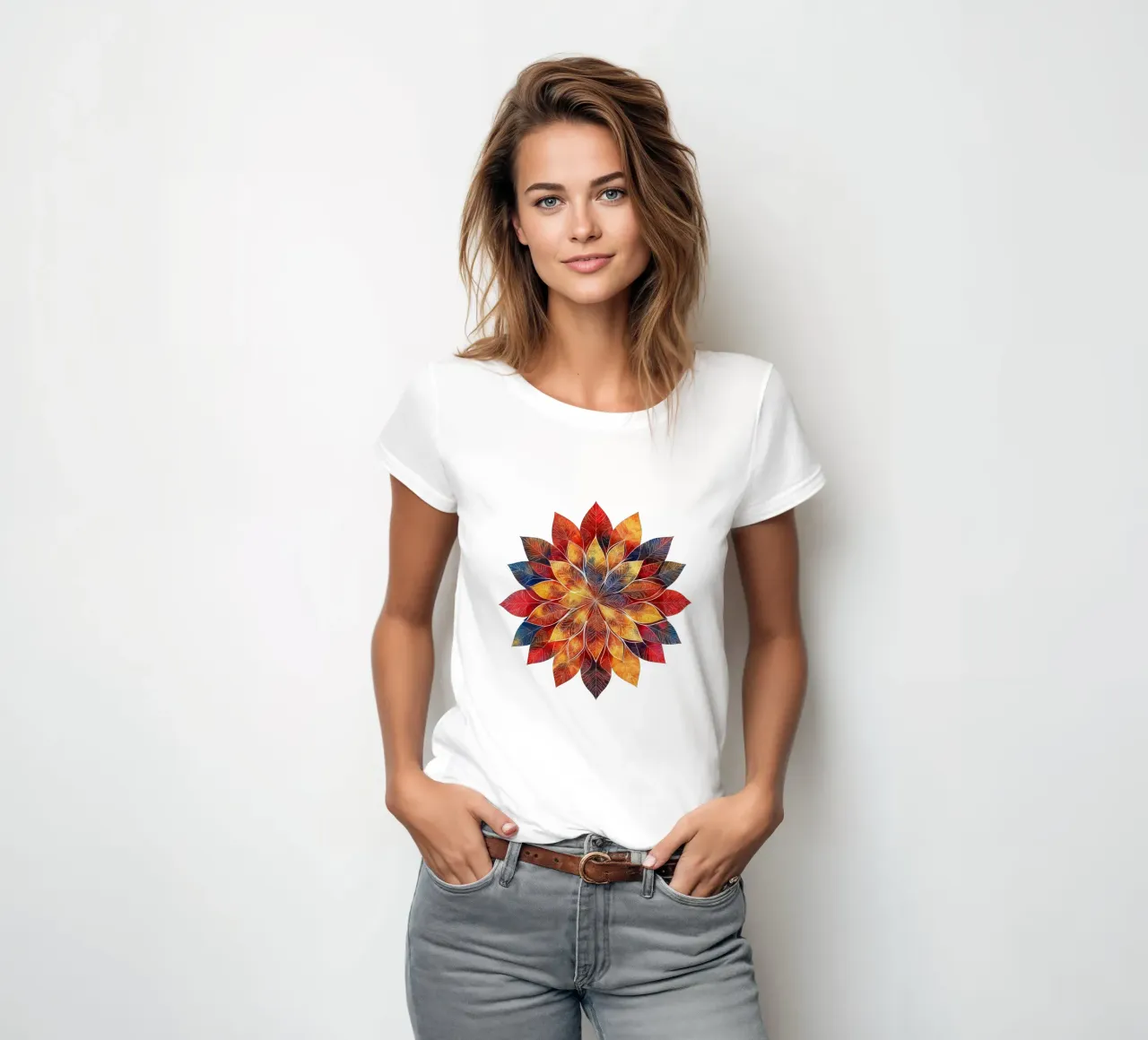 Fall Mandala women's fitted t-shirt by Spiritual Touch