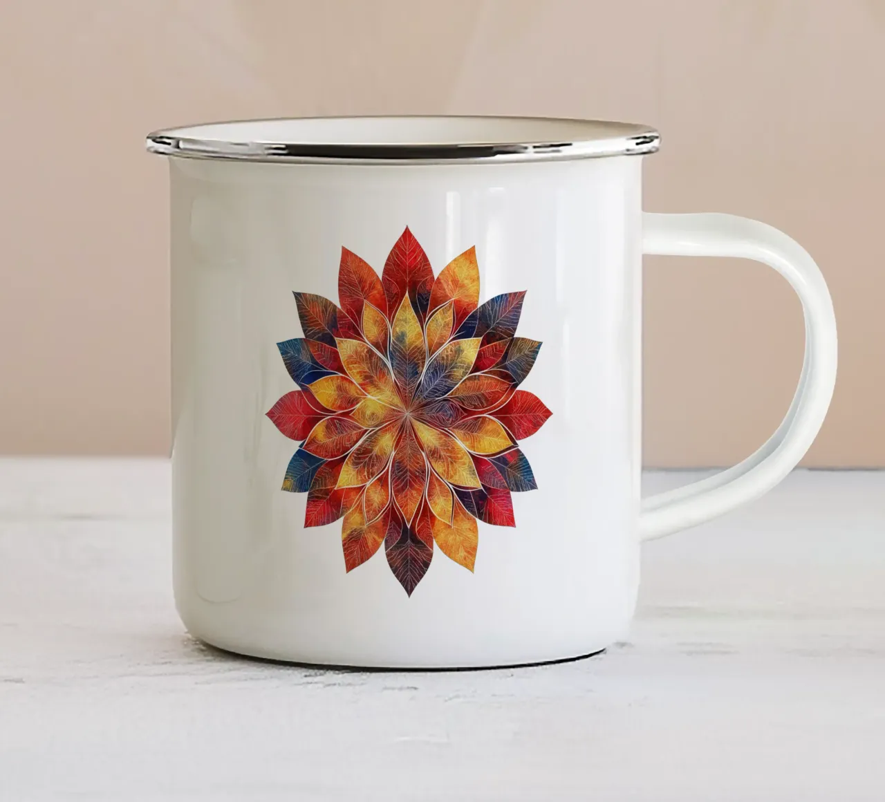 Mandala autunnale tazza in smalto da Spiritual Touch