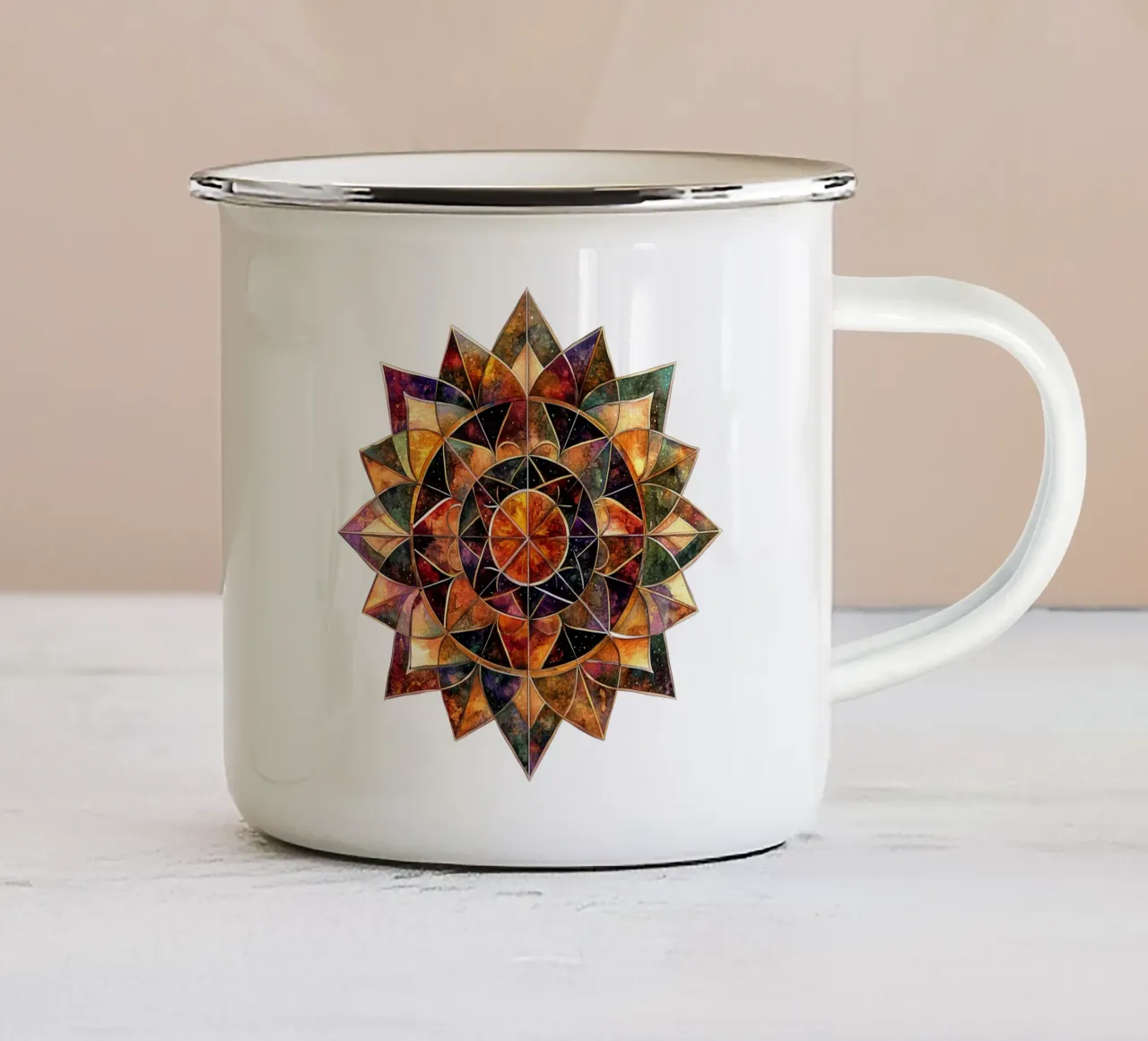 Mandala autunnale tazza in smalto da Spiritual Touch