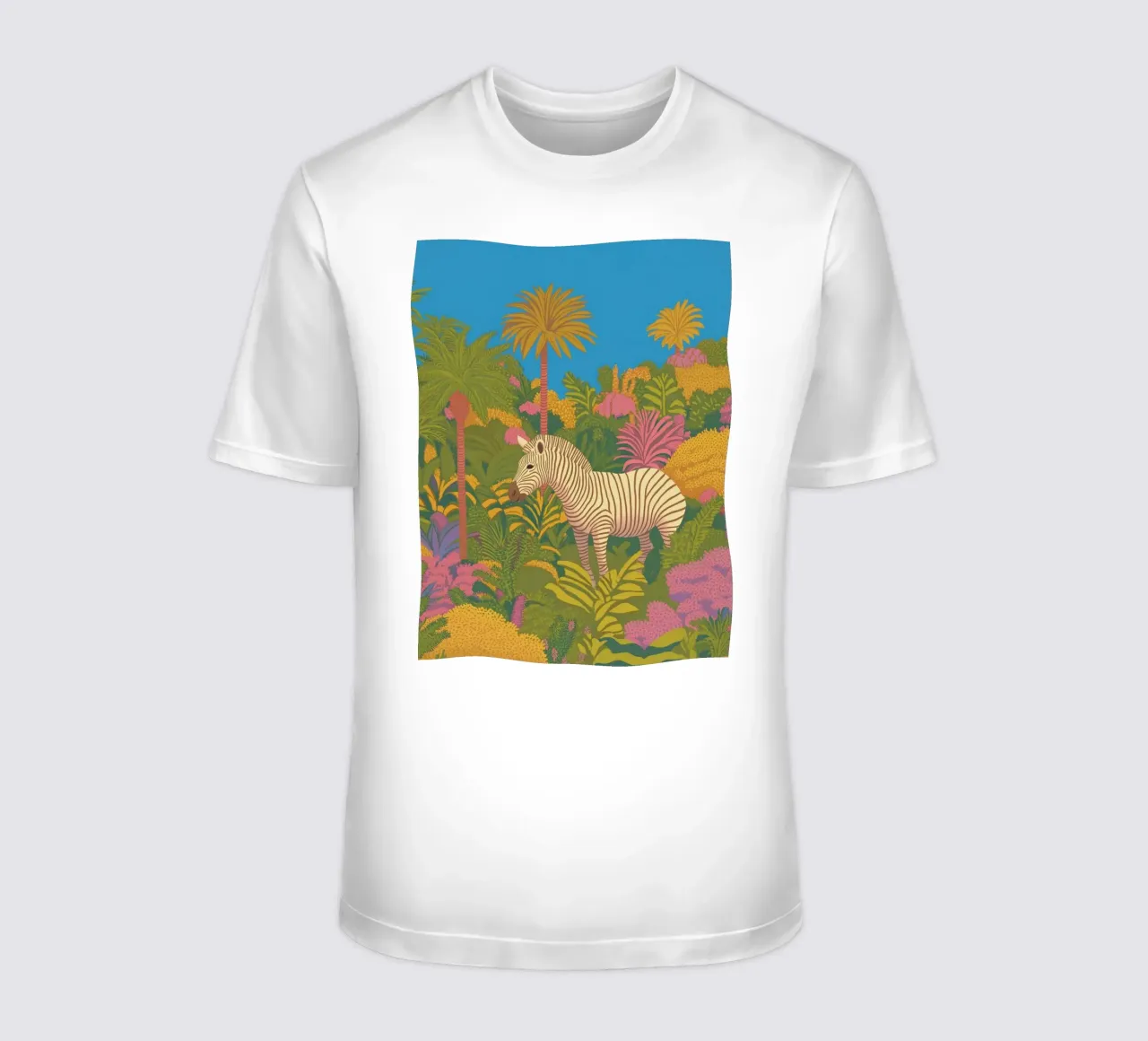 Colorful Zebra Tropical Jungle Plants Palm Tree Safari t-shirt by Kaji