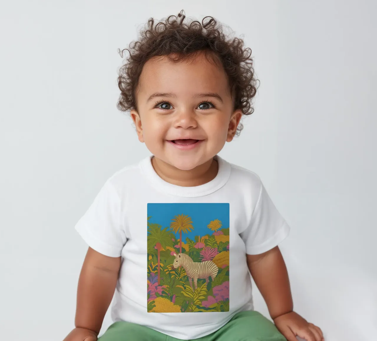 Colorful Zebra Tropical Jungle Plants Palm Tree Safari baby t-shirt by Kaji