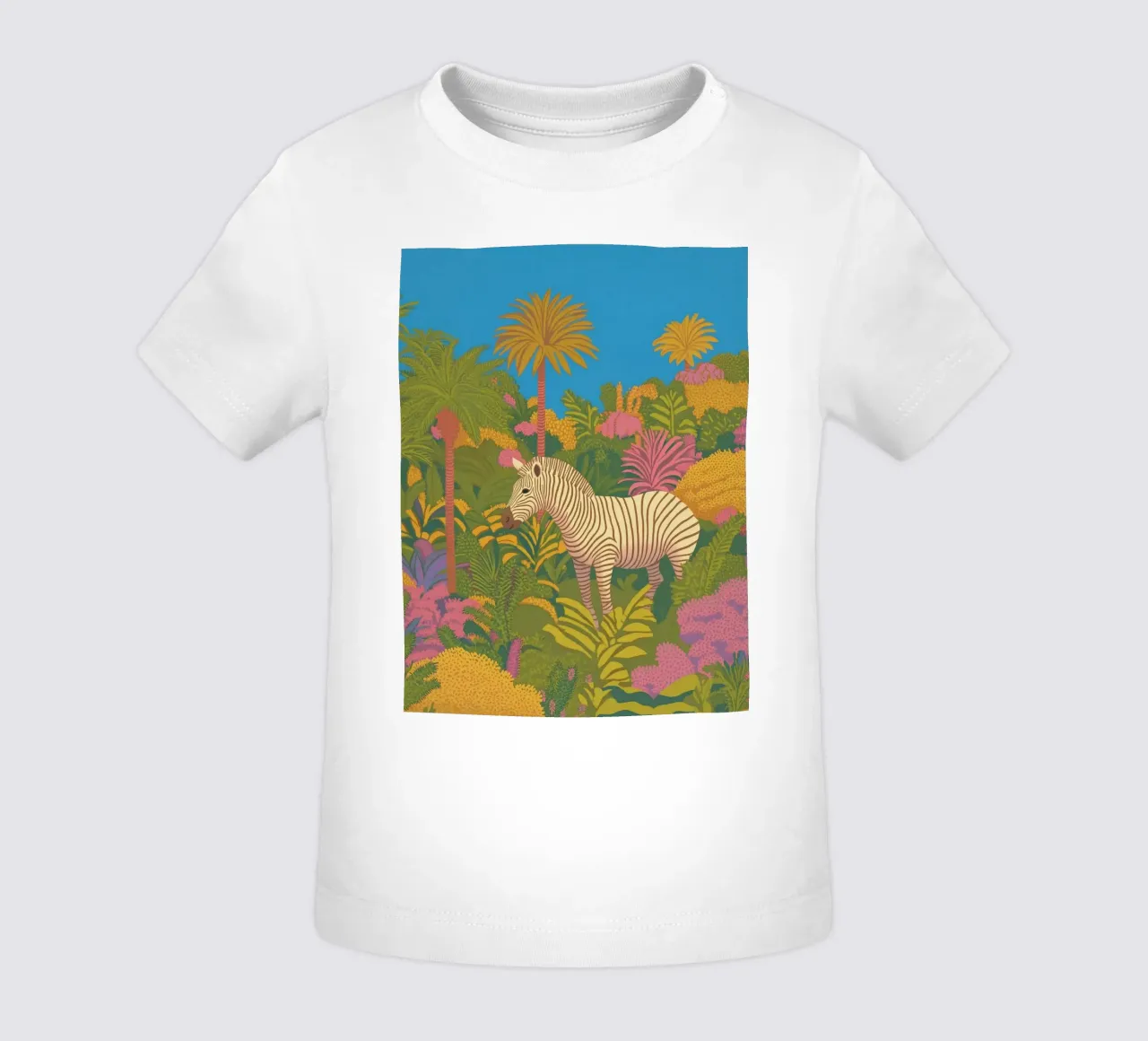 Colorful Zebra Tropical Jungle Plants Palm Tree Safari baby t-shirt by Kaji