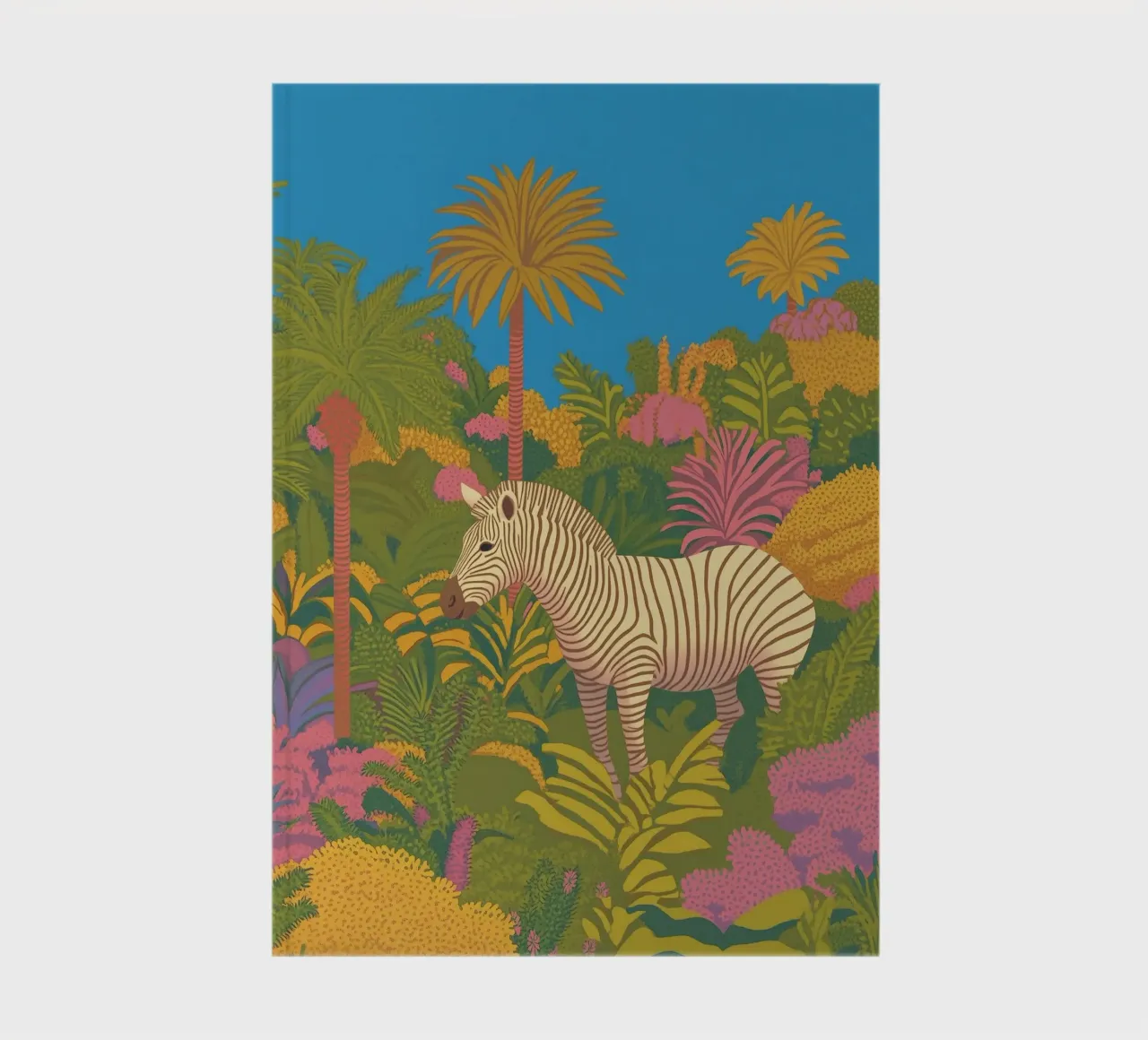 Colorful Zebra Tropical Jungle Plants Palm Tree Safari notebook by Kaji
