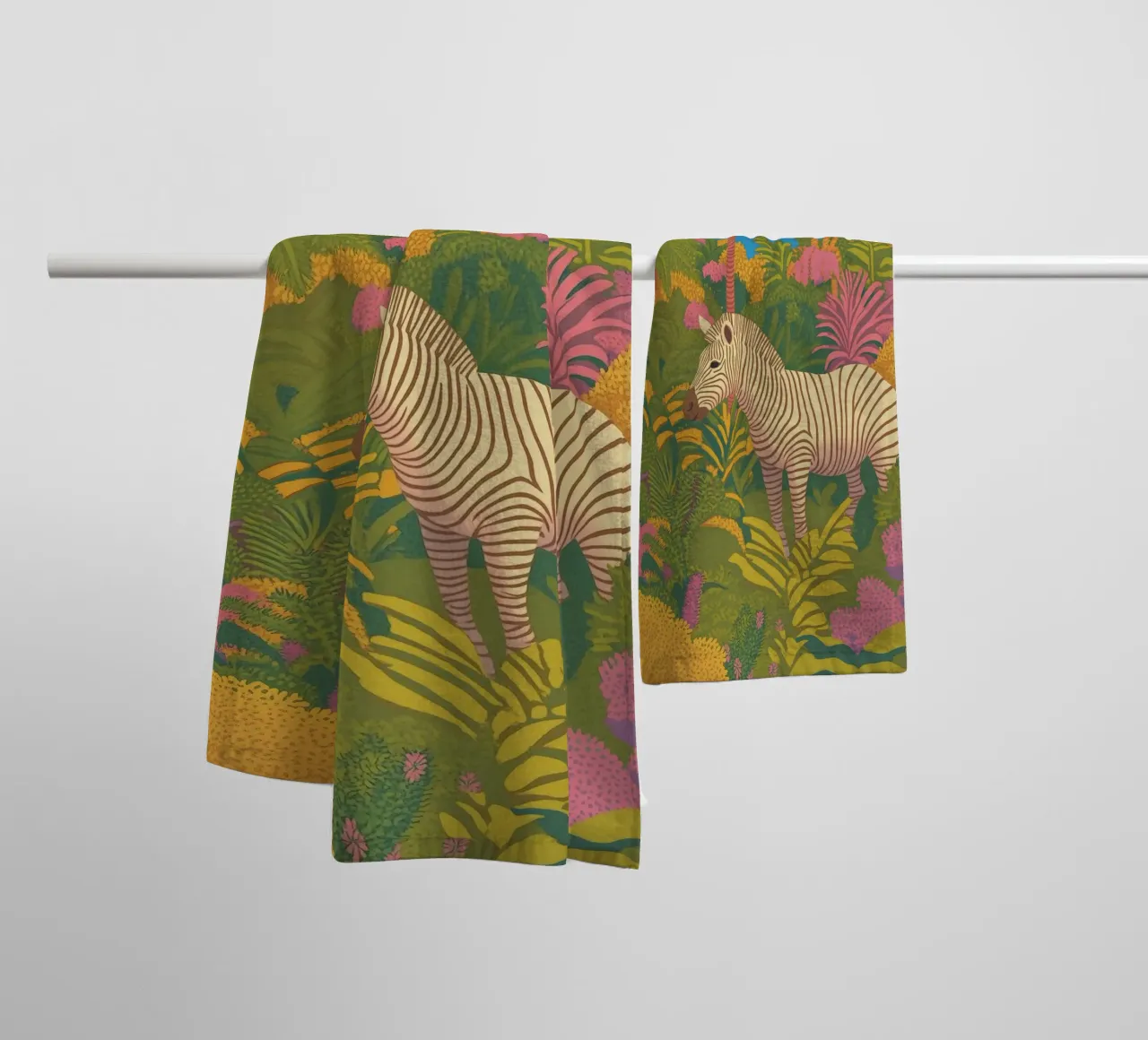 Zebra colorata Giungla Tropicale Piante Palme Safari asciugamano da bagno da Kaji