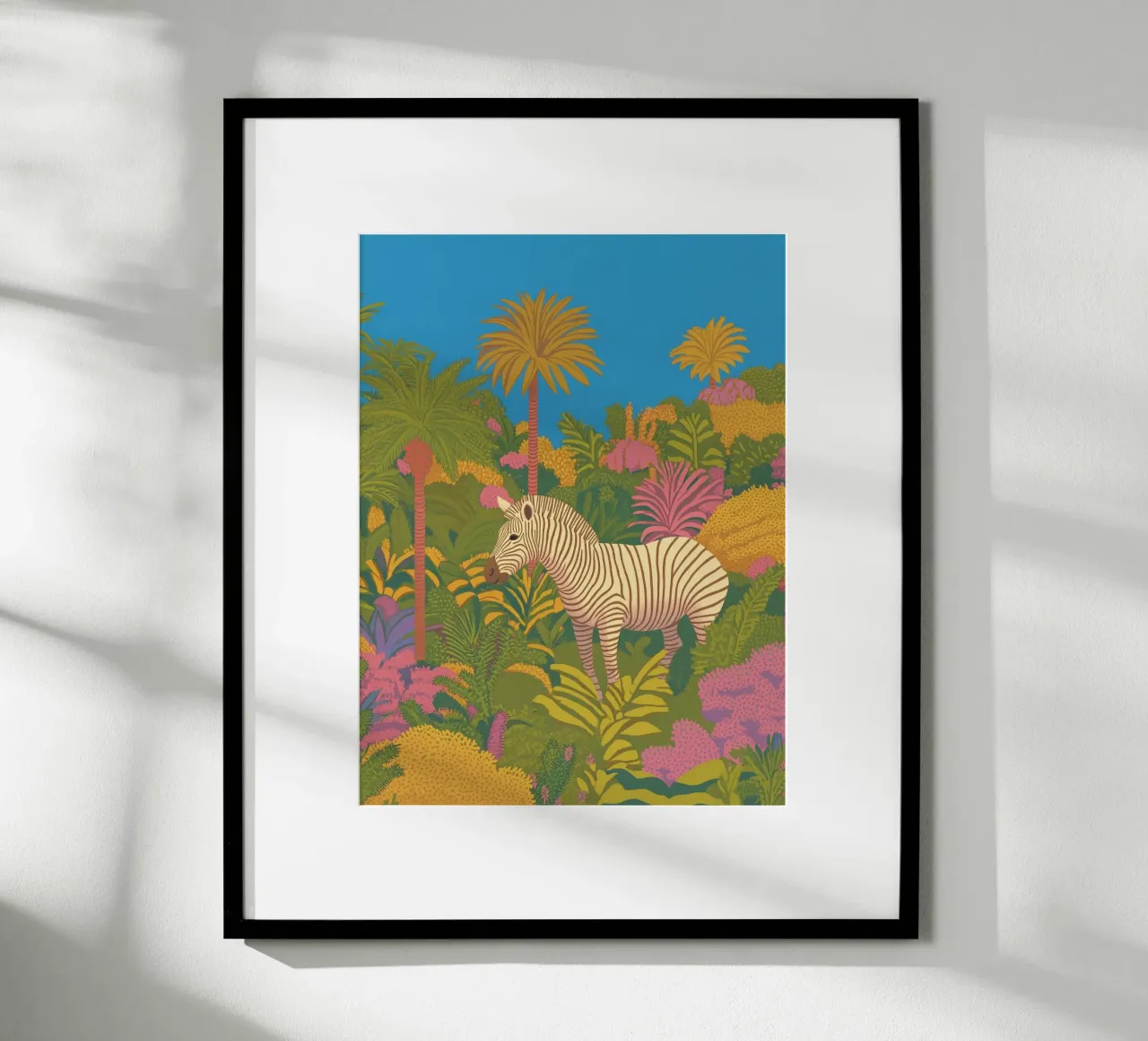 Zebra colorata Giungla Tropicale Piante Palme Safari carta hahnemühle da Kaji