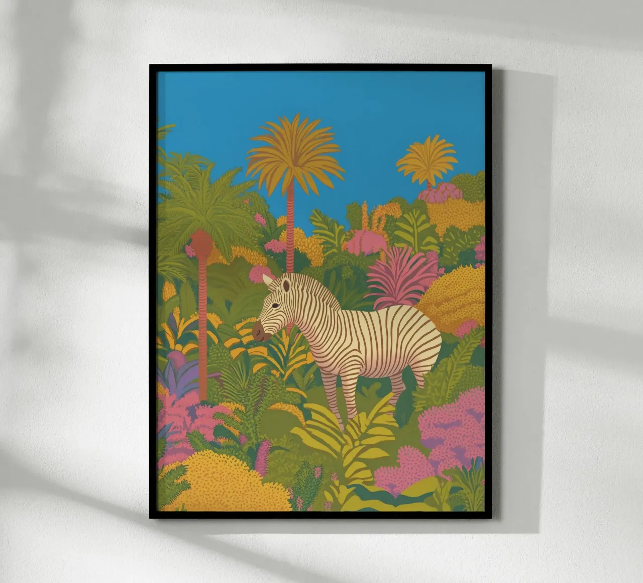 Zebra colorata Giungla Tropicale Piante Palme Safari carta hahnemühle da Kaji
