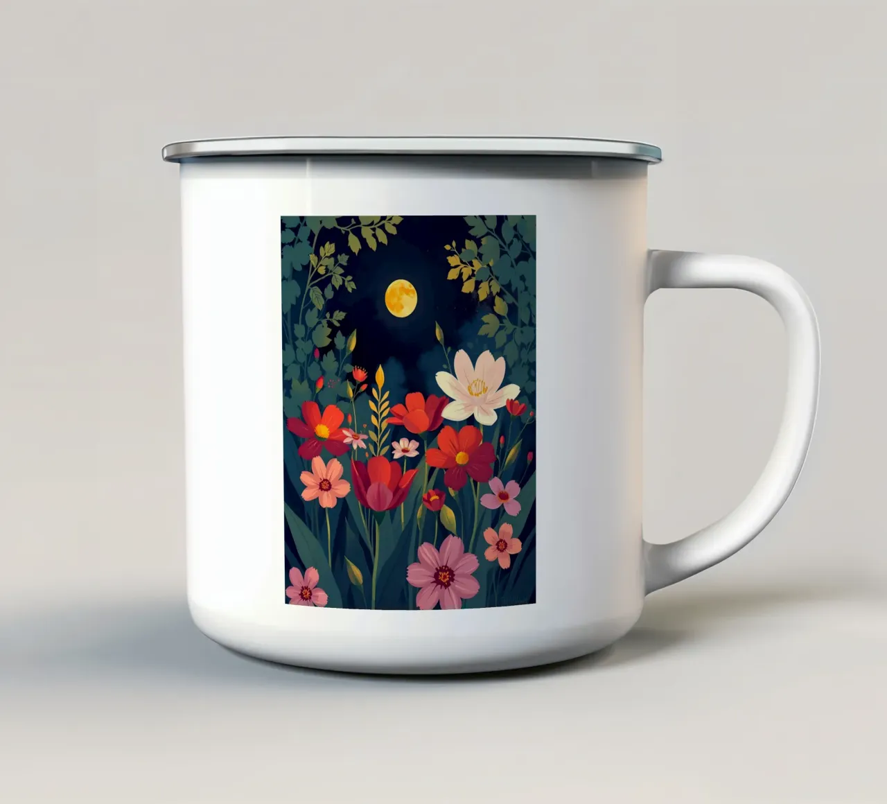 Fioritura al chiaro di luna tazza in smalto da Artistic-shop