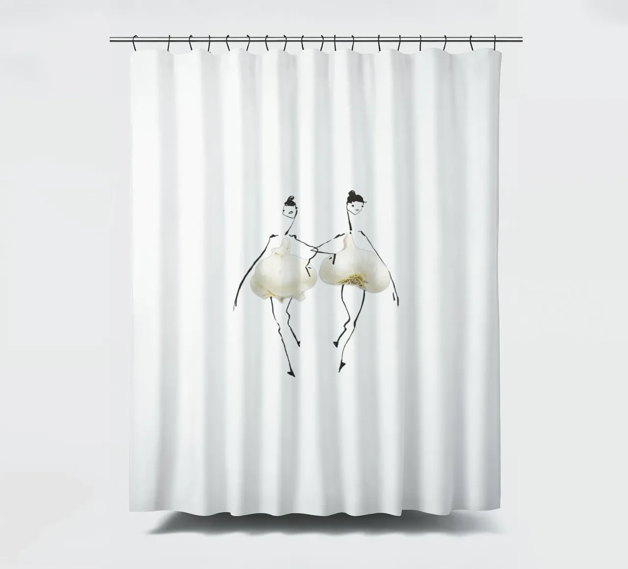 Garlic Duo shower curtain by Gretchen Roehrs