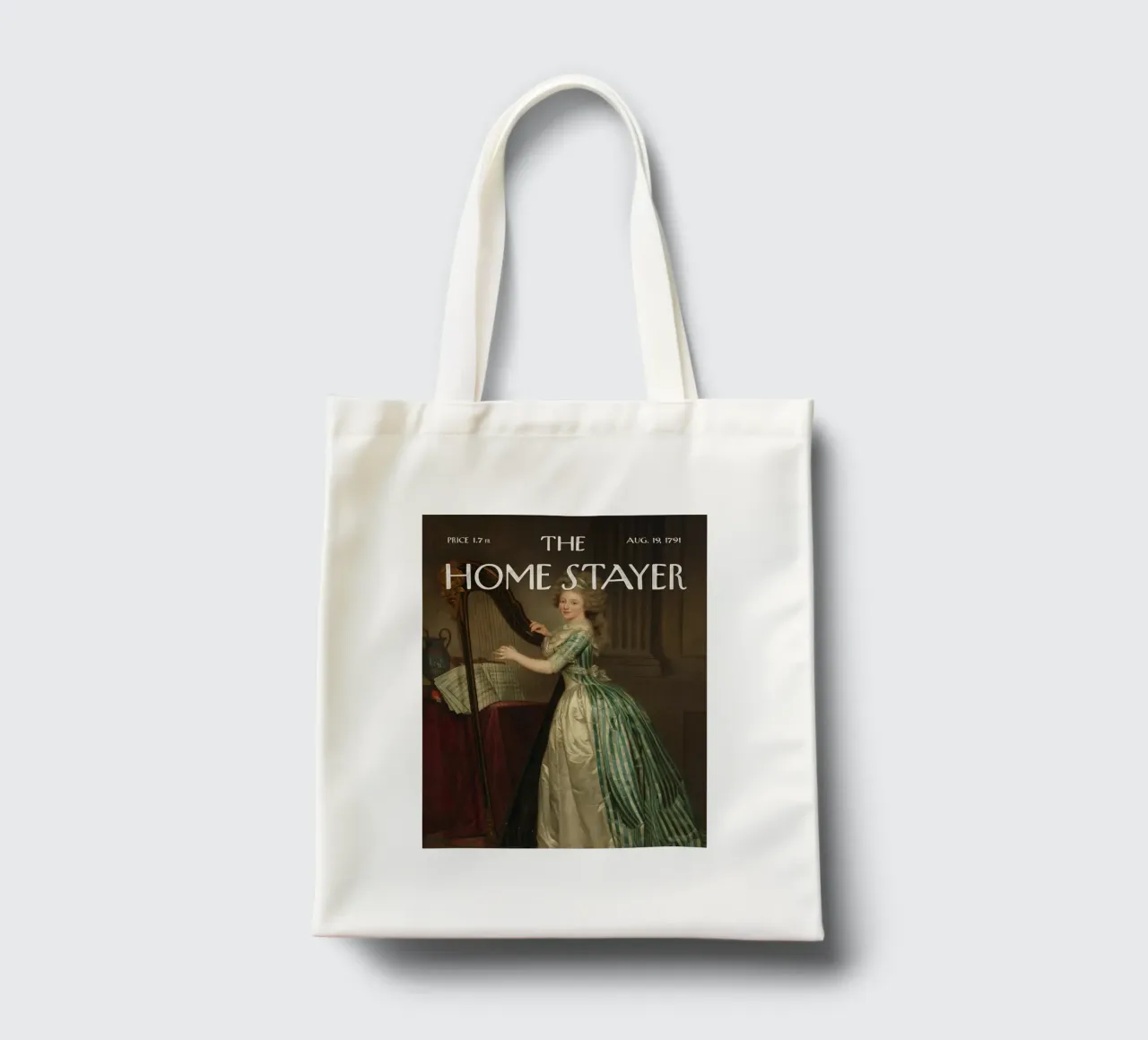 L'Home Stayer - Ritratto con l'arpa borsa in juta da Vintagrafica