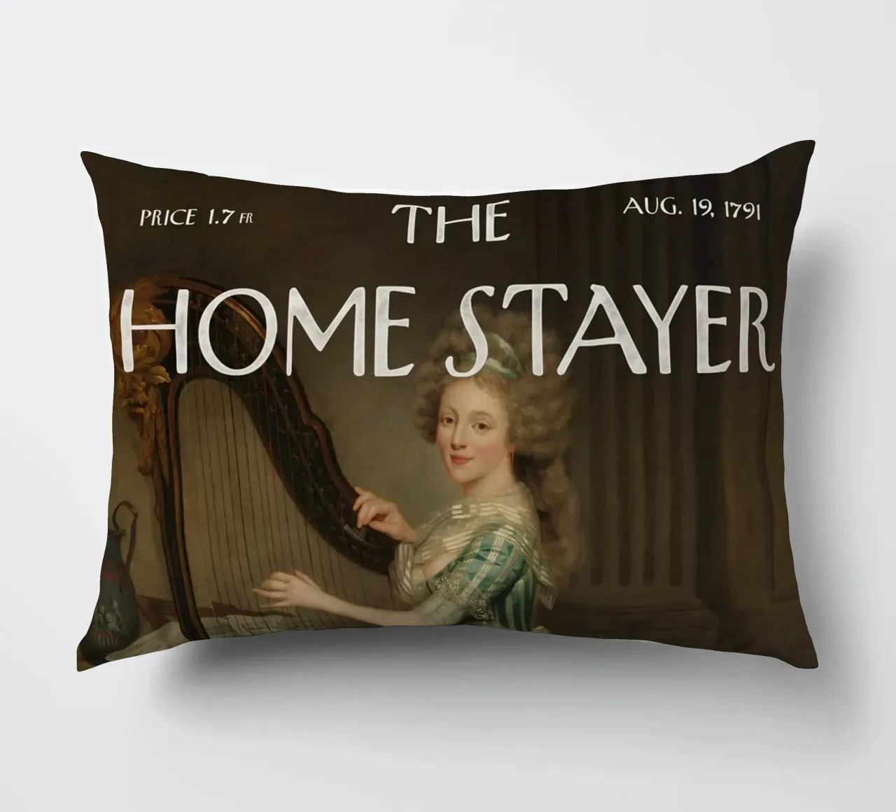 L'Home Stayer - Ritratto con l'arpa cuscino da Vintagrafica