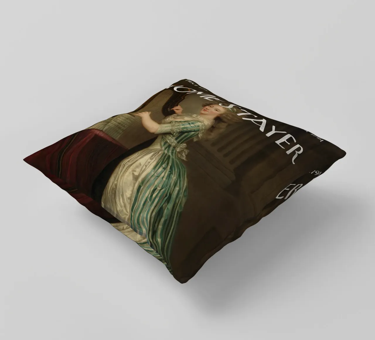 L'Home Stayer - Ritratto con l'arpa cuscino da Vintagrafica