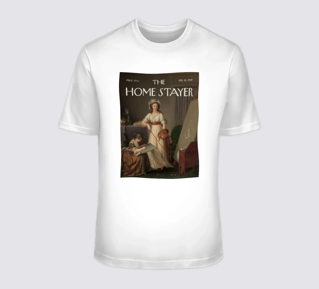 L'Home Stayer - L'interno dell'atelier di una donna che dipinge t-shirt da Vintagrafica