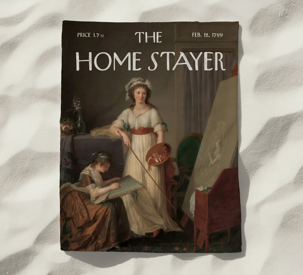 L'Home Stayer - L'interno dell'atelier di una donna che dipinge telo mare da Vintagrafica